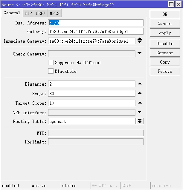 IPv6 路由表